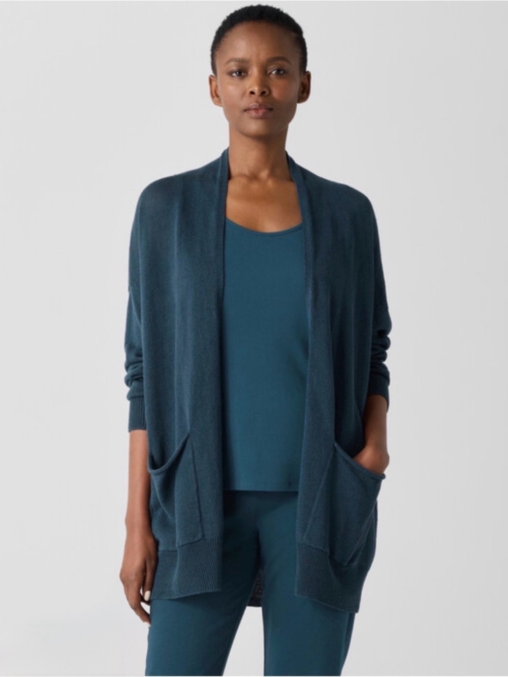 Eileen Fisher Organic Linen Cotton Cord Long Cardigan XS